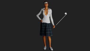 3D Girl with a golf club