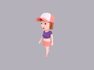 3D Cartoon Female Character Rigged 100