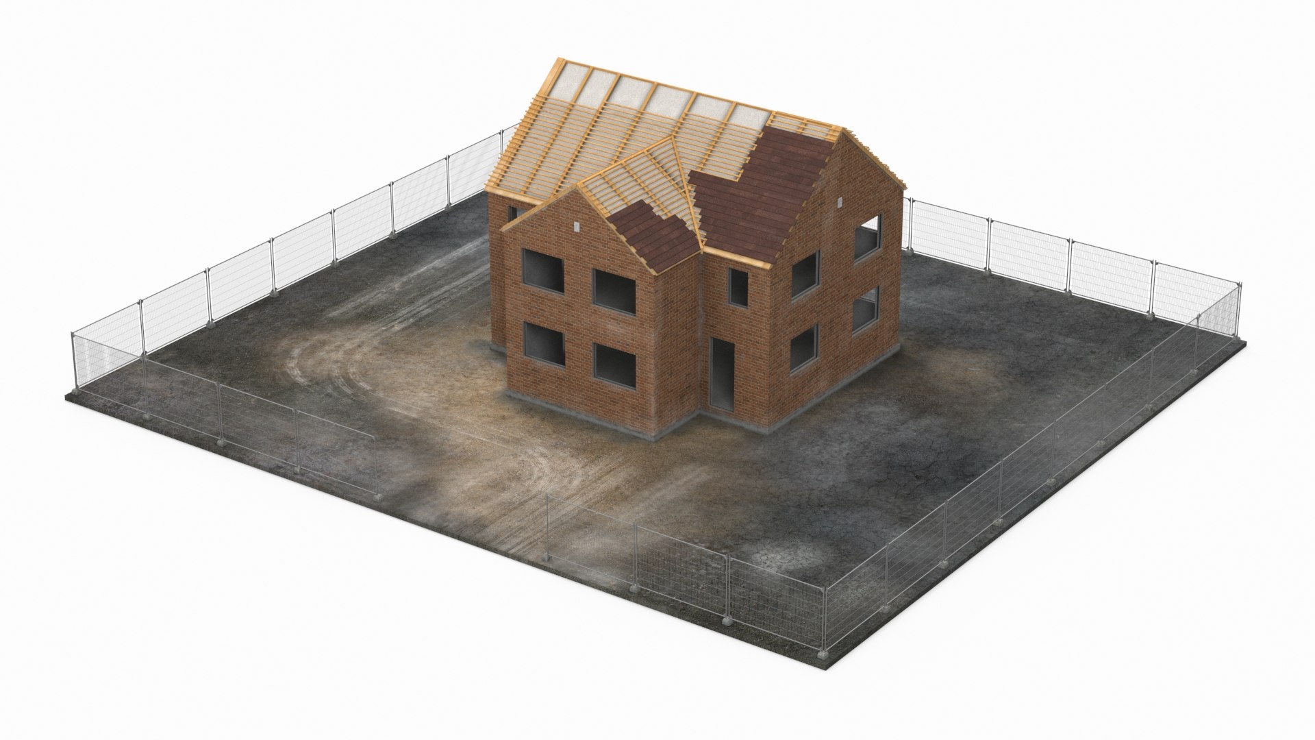 Unfinished Brick House Construction 3D - TurboSquid 2279345