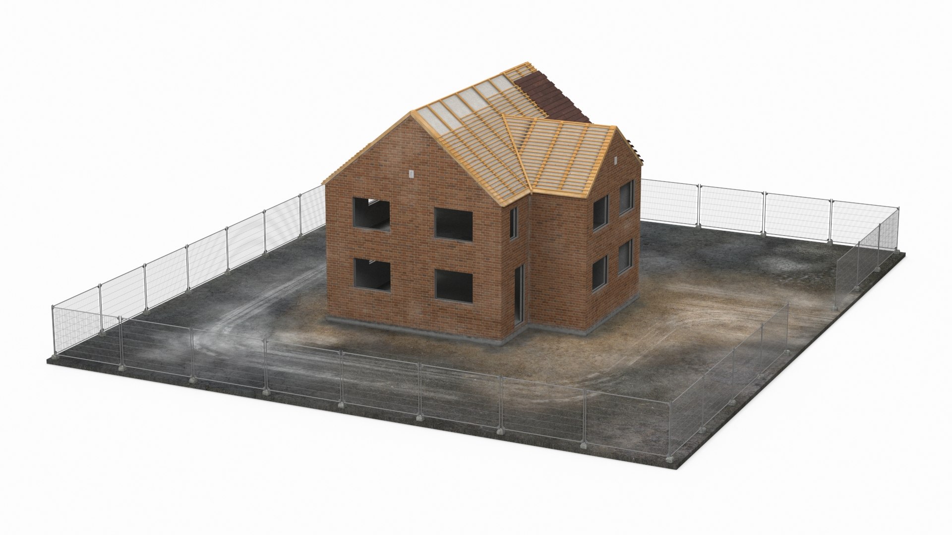 Unfinished Brick House Construction 3D - TurboSquid 2279345