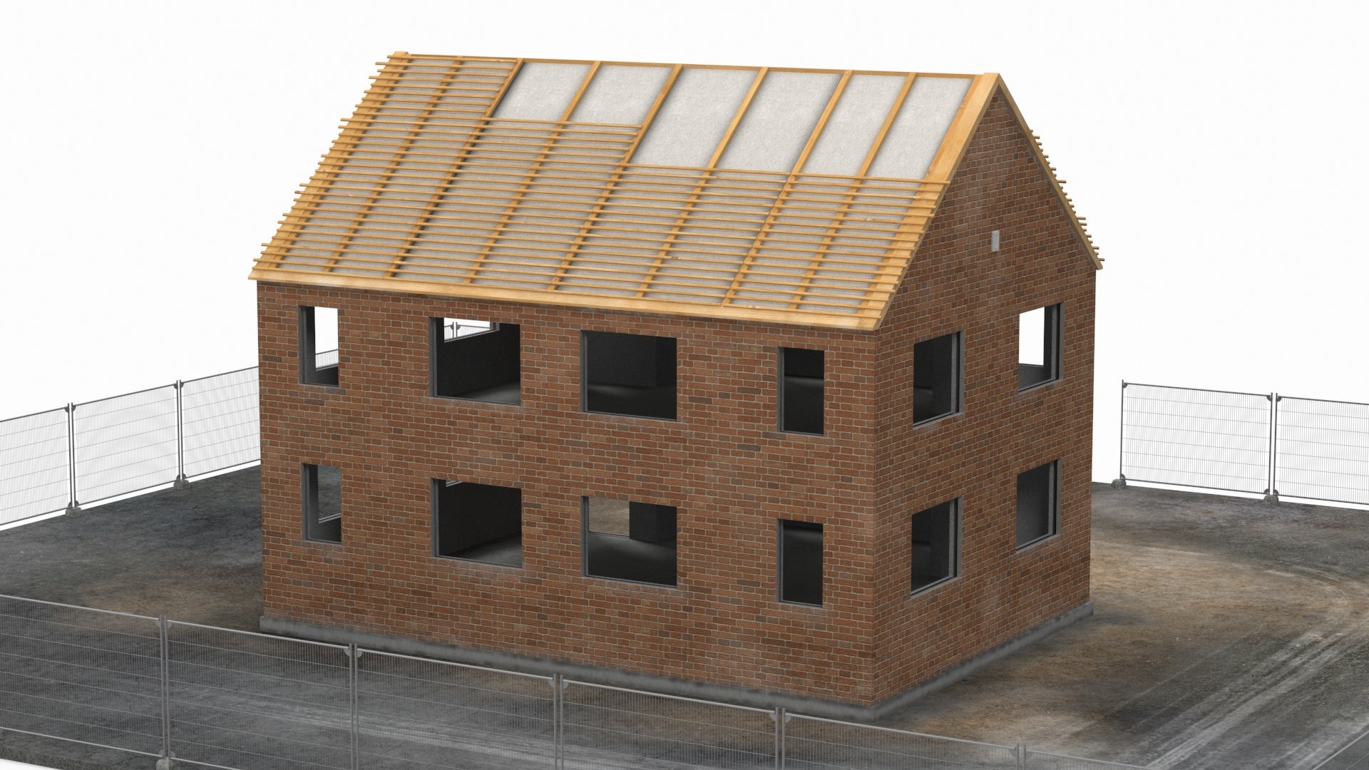Unfinished Brick House Construction 3D - TurboSquid 2279345