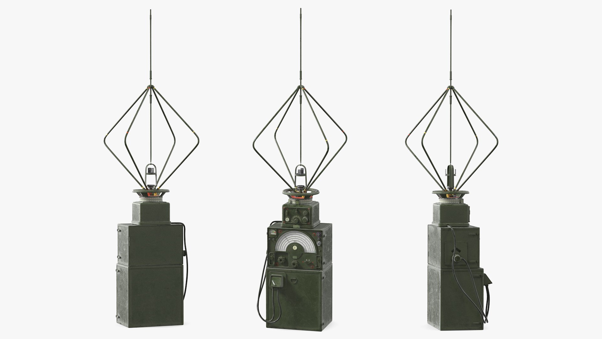 Military Direction Finder Antenna with Amplifier 3D model preview