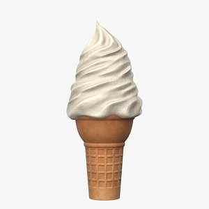 3D Ice Cream Cone White 2v PBR