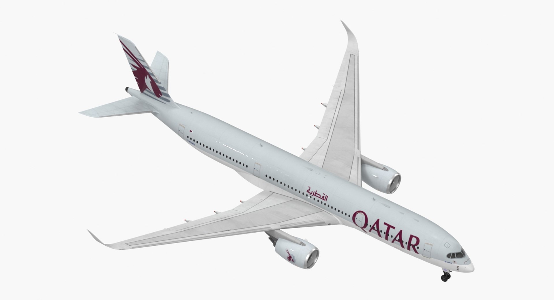 Airbus A350-900 Qatar Rigged 3D model preview