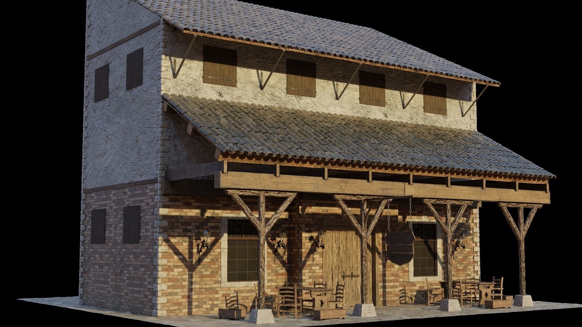 3D Model Medieval Inn - TurboSquid 2412189