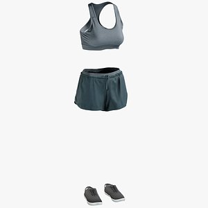Women's Sport Shorts with Tshirt and Sneakers