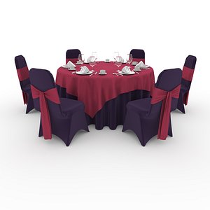 Banquet Table and Chair 58 3D