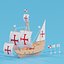 3D Cartoon Santa Maria Ship