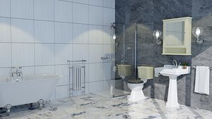 3D Bathroom Set 3 Vintage