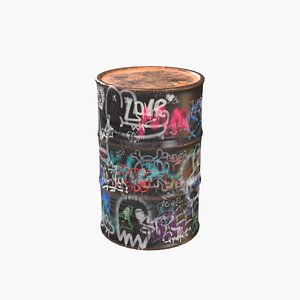 Graffiti Oil Barrel - PBR Game Ready 3D model