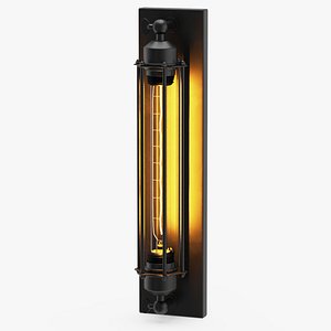 Iron Cage Wall Mount Industrial Tube Bulb ON
