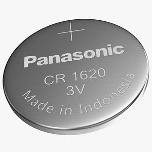 3D Button Cell Battery Panasonic CR1620 model