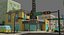 Città low poly vicino alla spiaggia.