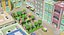 Città low poly vicino alla spiaggia.