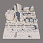 Città low poly vicino alla spiaggia.
