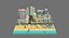 Città low poly vicino alla spiaggia.