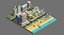 Città low poly vicino alla spiaggia.