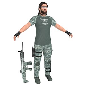 3D mercenary soldier