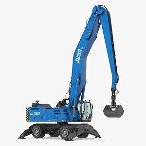 Grab Loader Terex Fuchs MHL360 Rigged 3D Model