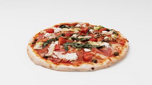3D Italian Pizza with tomatoes mozzarella and rocket salad