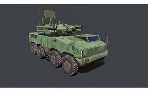 Military Air Defense Vehicle 625E PLB625 3D Model 8x8 Wheeled Gun-Missile Armored Vehicle Asset
