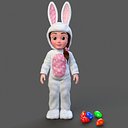 Minah Easter Little Girl in Rabbit Costume Rigged Character