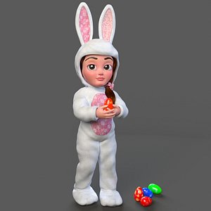 3d cartoon little girl rigged model