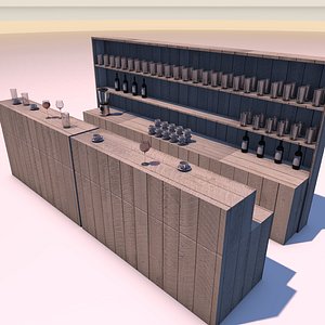 bar wood furniture 3d model