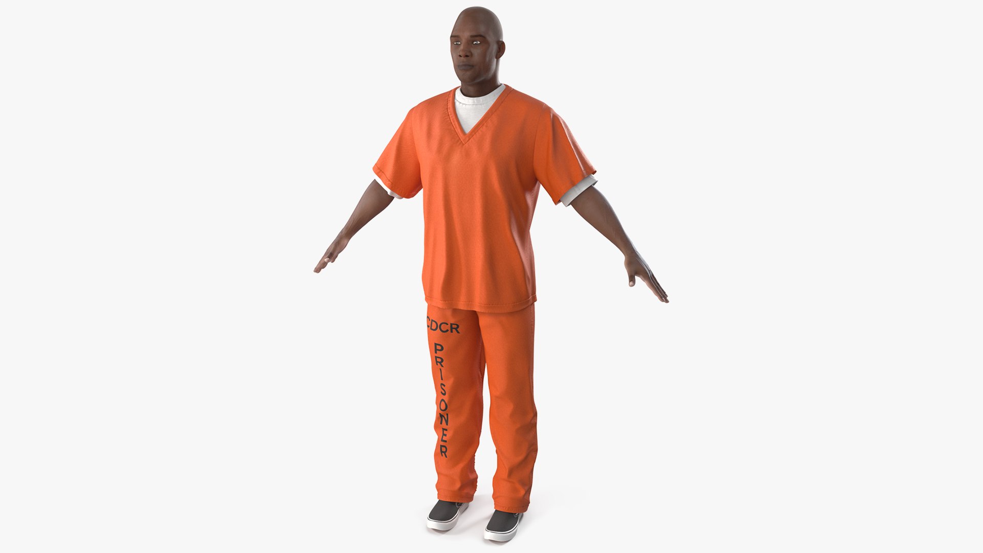 Black Male Prisoner A-Pose 3D model preview