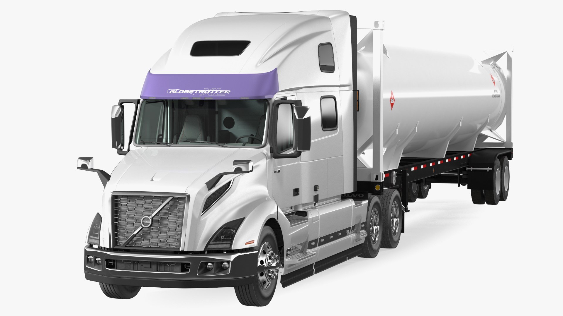 Volvo Truck with Gas Tank Trailer Rigged 3D model preview