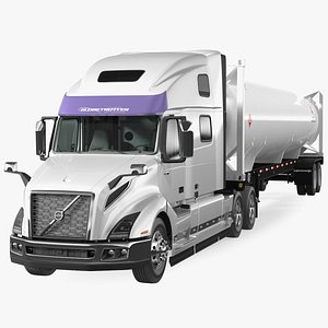 3D Volvo Truck with Gas Tank Trailer Rigged model