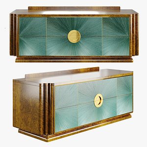 3D Art Deco nightstand Turquoise Glow