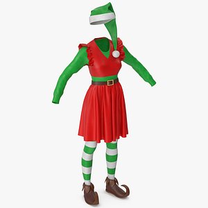 Christmas Elf Costume Female 3 3D model