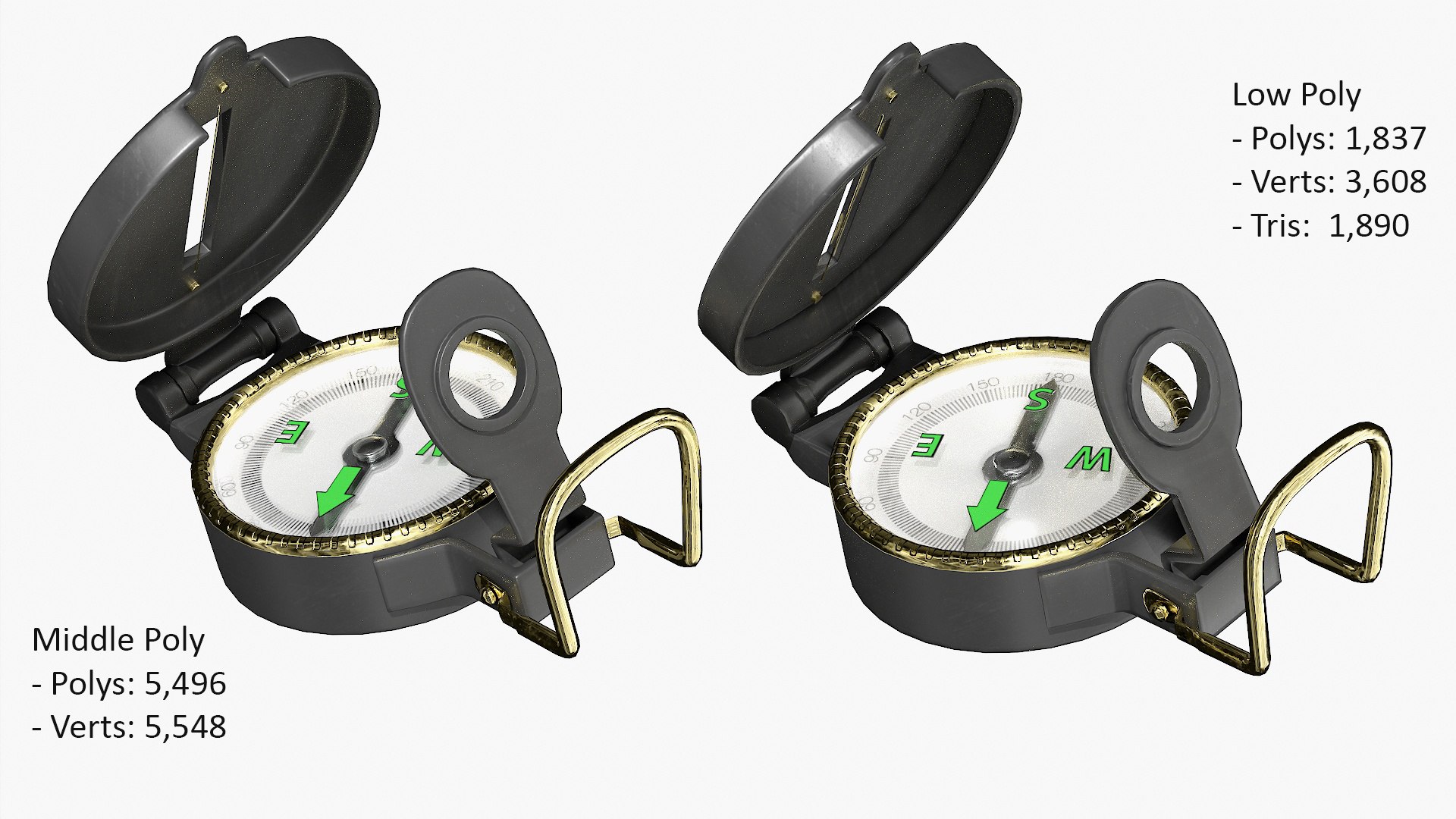 Hiking Compass - Middle - Low Poly(1) 3D Model - TurboSquid 1839496