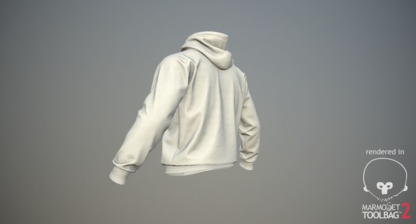 Realistic white hoodie 02 model - TurboSquid 1299229