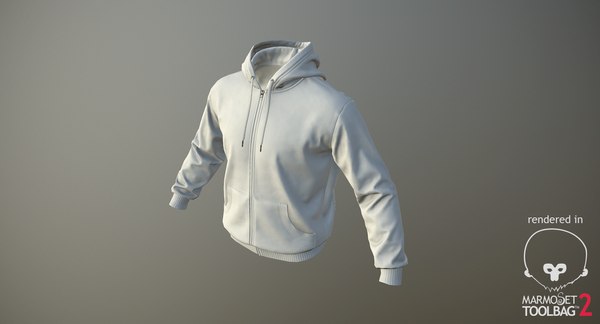 Realistic white hoodie 02 model - TurboSquid 1299229