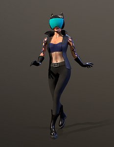 3D Low-Poly Girl in helmet