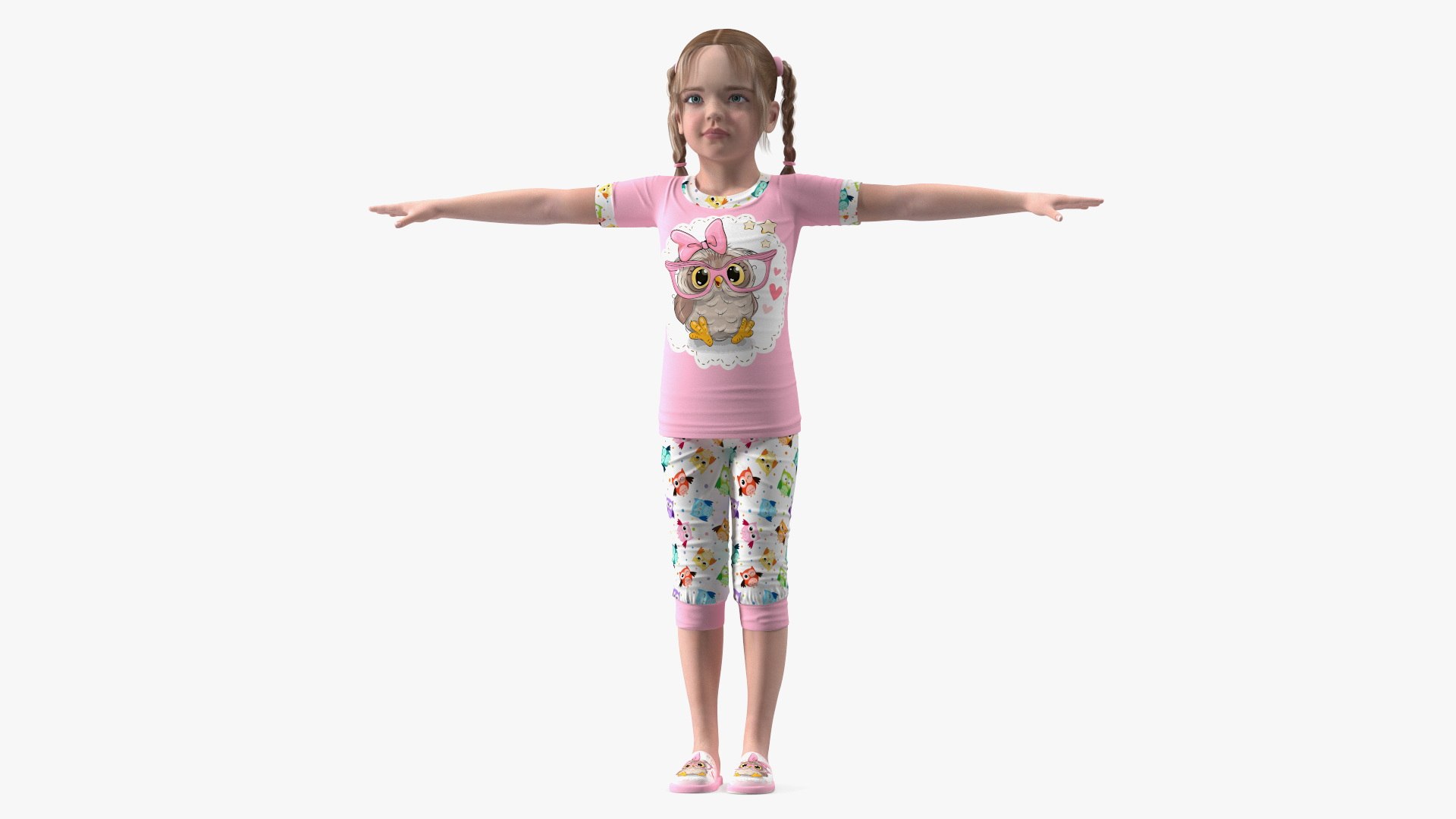 Baby Girl Pajamas T-Pose 3D model preview