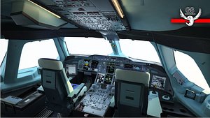 Airbus A380 airplane cockpit high detailization