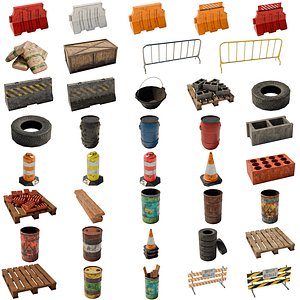 Construction Props - Low Poly Pack 3D model