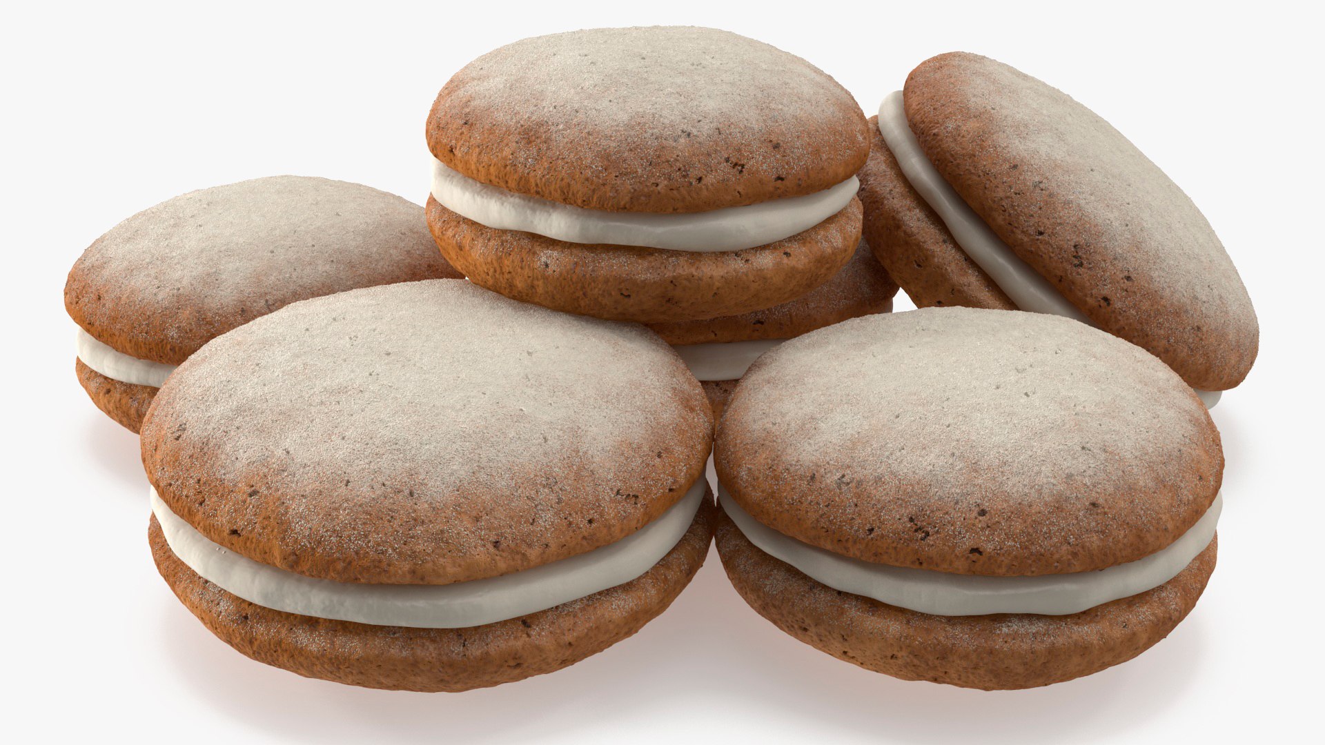 Sandwich Cookie Sprinkled with Powdered Sugar 3D model preview