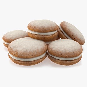 Sandwich Cookie Sprinkled with Powdered Sugar 3D model