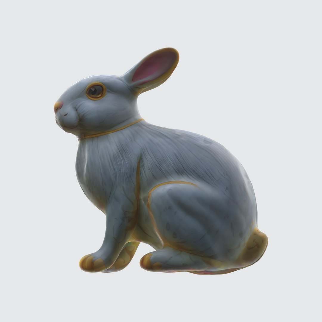Rabbit Sitting Looking Directly 3D Model - TurboSquid 2260456