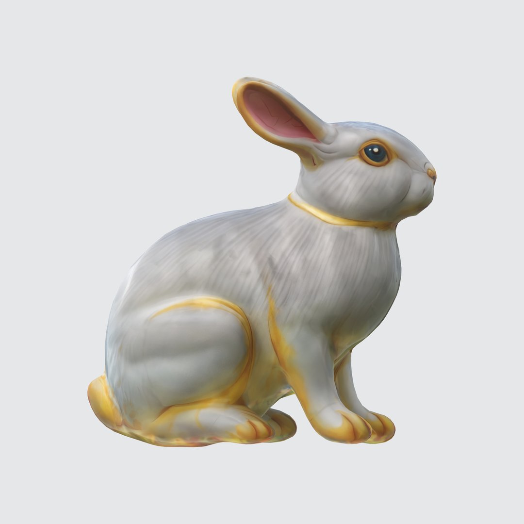 Rabbit Sitting Looking Directly 3D Model - TurboSquid 2260456