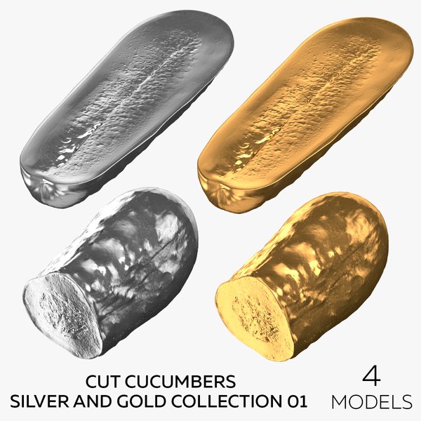 Cut Cucumbers Silver and Gold Collection 01 - 4 models 3D model
