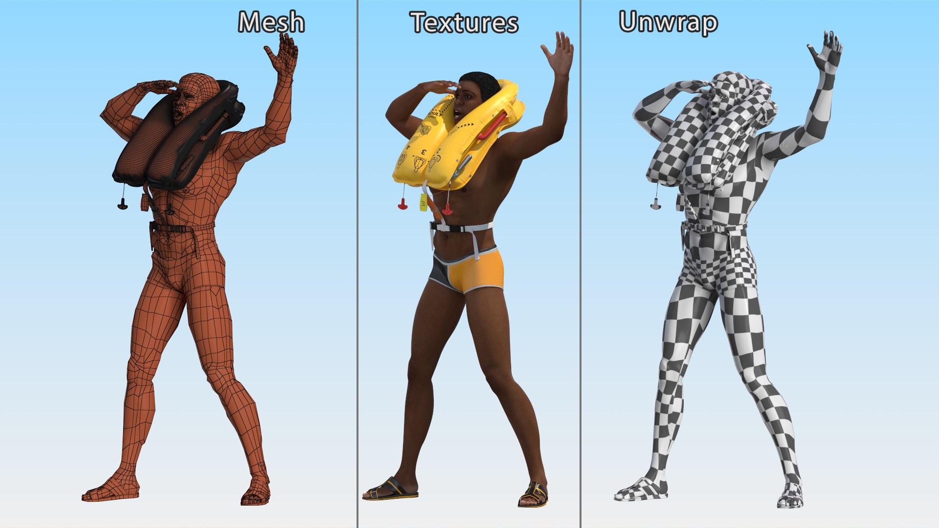 3D Man With Life Jacket Model - TurboSquid 2315067
