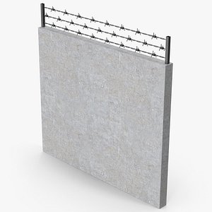 3D Concrete Wall With Barbed Wire