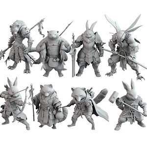 Fantasy Animal Miniatures for Printing Pack 5 3D model