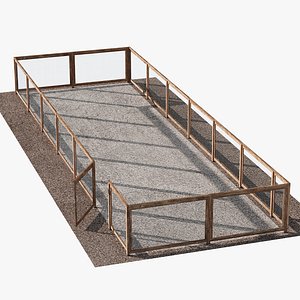 3D model Wooden-fence-with-gravel-platform-2021-Corona