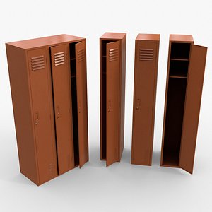 PBR School Gym Locker 03 - Orange 3D model